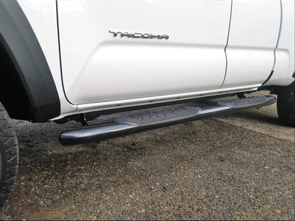 RedRock 5-Inch Oval Bent End Side Step Bars; Black (05-23 Tacoma Access Cab)