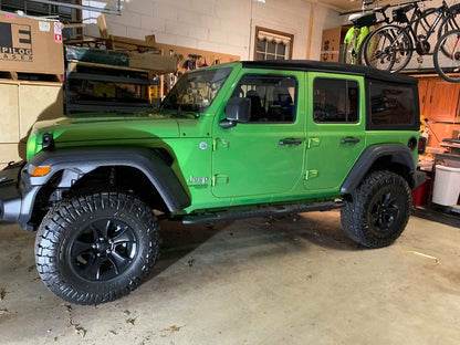 RedRock Pinnacle Oval Bent End Side Step Bars; Fine Textured Black (18-25 Jeep Wrangler JL 4-Door)