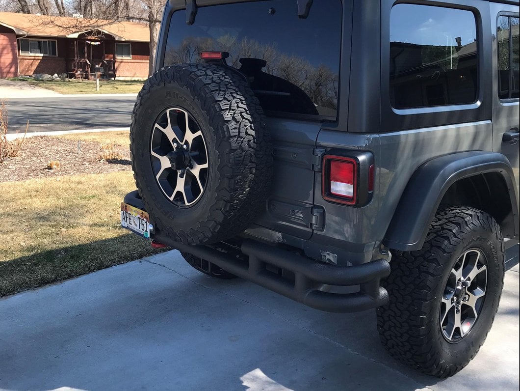 RedRock Tubular Rear Bumper with Wrap Around; Textured Black (18-25 Jeep Wrangler JL)