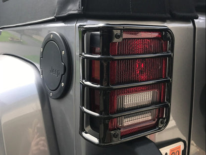 RedRock Euro Style Tail Light Guards; Black (07-18 Jeep Wrangler JK)