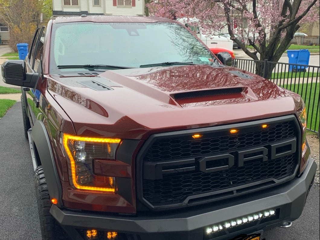 RedRock Ram Air Hood with Heat Extractors; Unpainted (15-20 F-150, Excluding Raptor)