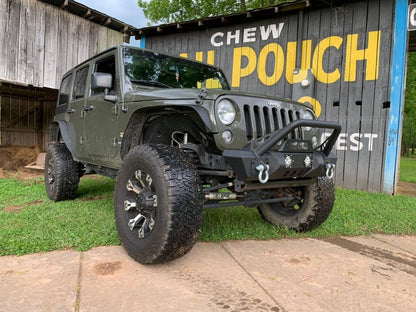 RedRock Stubby Winch Front Bumper with LED Fog Lights and Over-Rider Hoop (07-18 Jeep Wrangler JK)