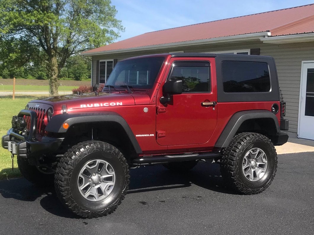 RedRock 3-Inch Round Curved Side Step Bars; Semi-Gloss Black (07-18 Jeep Wrangler JK 2-Door)