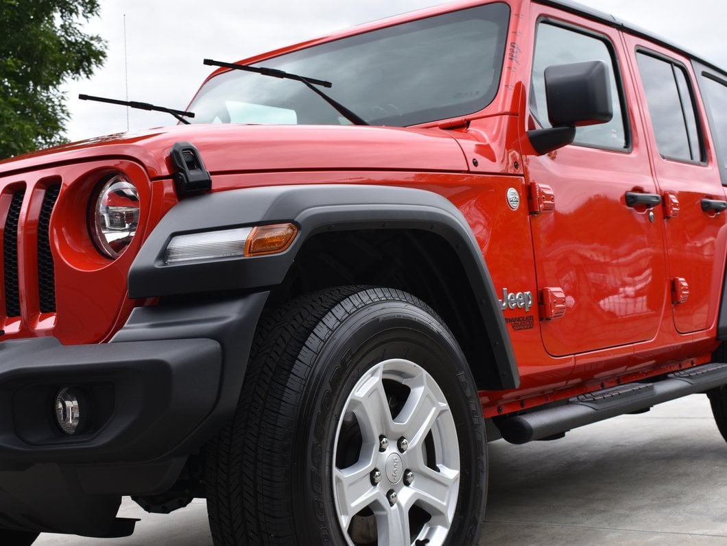 RedRock 4-Inch Oval Straight Side Step Bars; Textured Black (18-25 Jeep Wrangler JL 4-Door)
