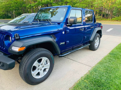 RedRock 3-Inch Round Curved Side Step Bars; Semi-Gloss Black (18-25 Jeep Wrangler JL 4-Door)