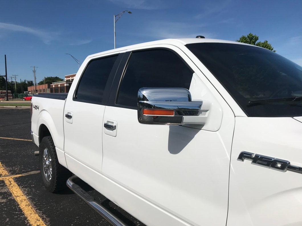 RedRock Mirror Covers with Turn Signal Light Cutout; Chrome (09-14 F-150)