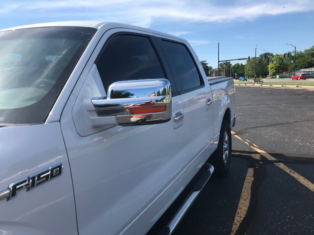 RedRock Mirror Covers with Turn Signal Light Cutout; Chrome (09-14 F-150)