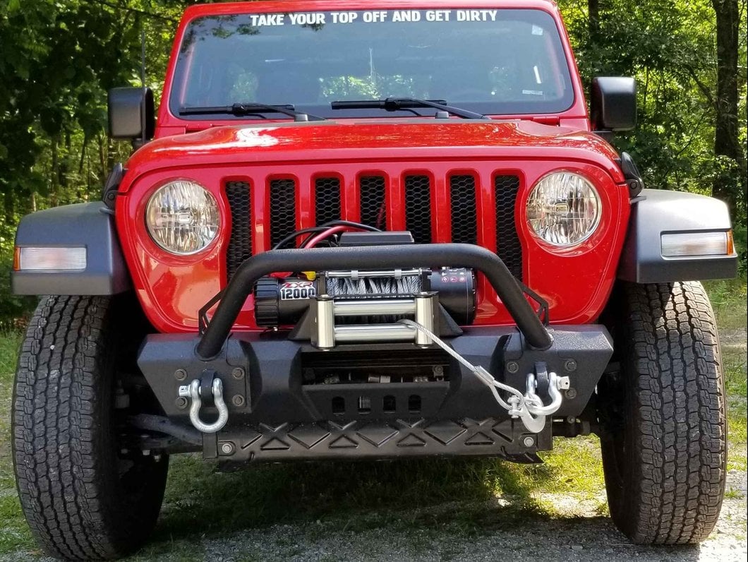 RedRock Stubby HD Pre-Runner Winch Front Bumper with Light Bar Tabs (18-25 Jeep Wrangler JL)