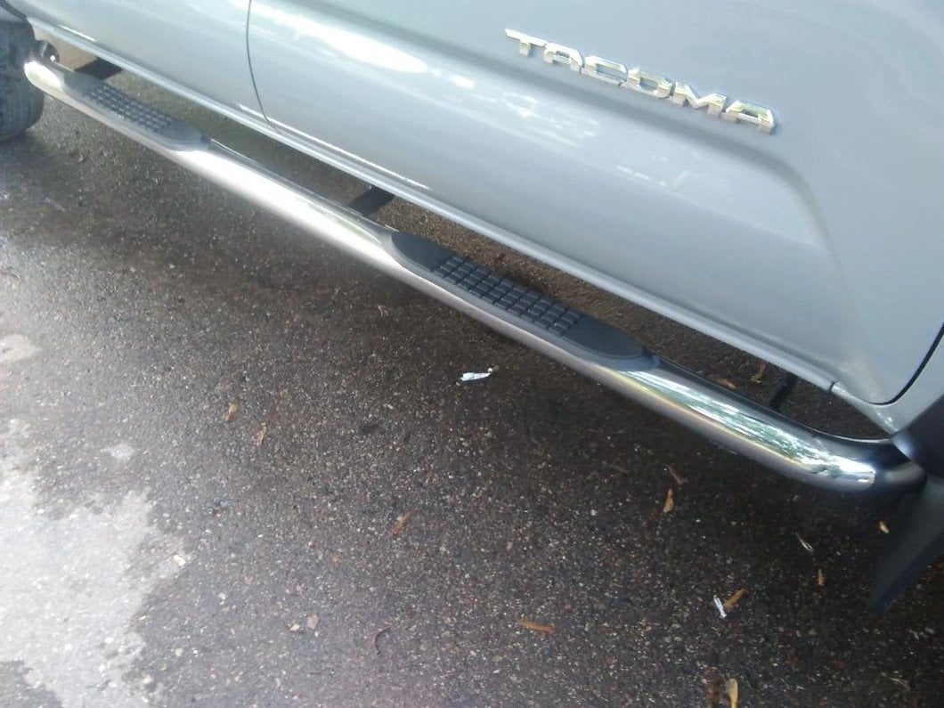 RedRock 3-Inch Side Step Bars; Stainless Steel (05-23 Tacoma Double Cab)