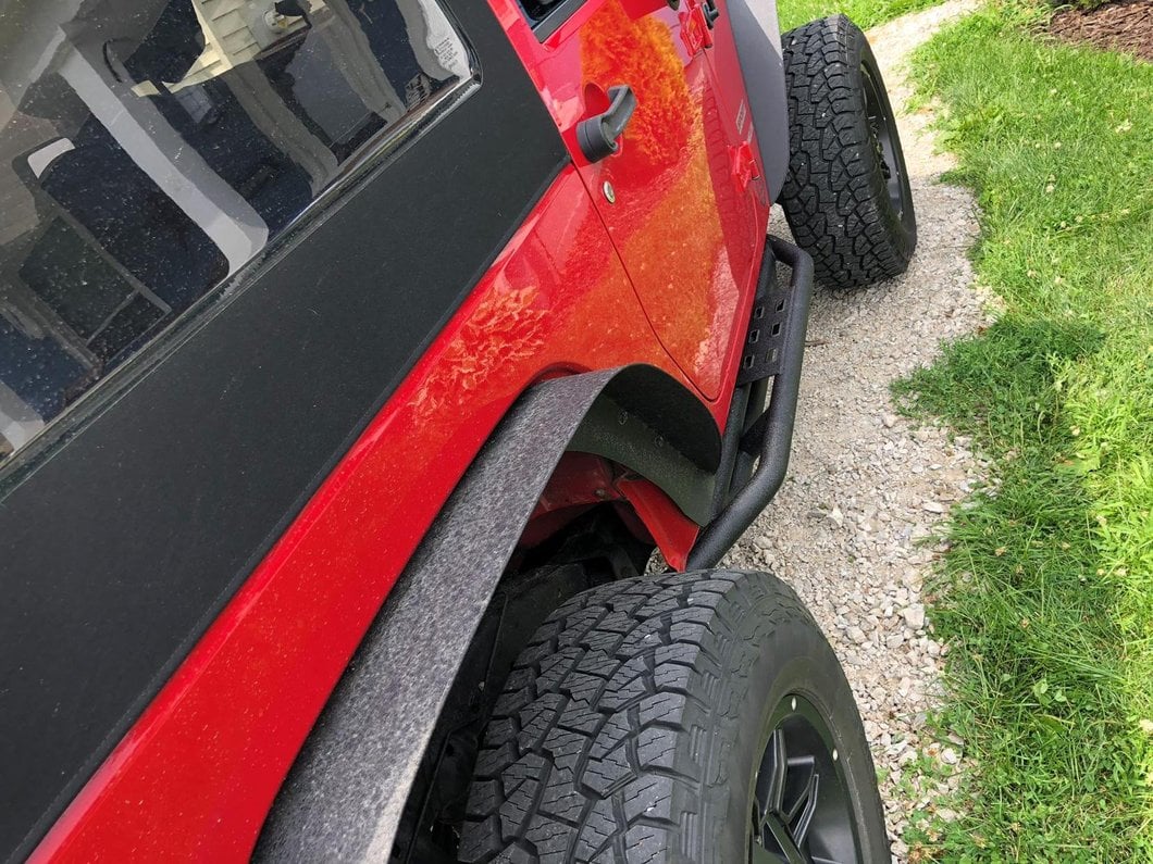RedRock Side Armor with Step Pads; Textured Black (07-18 Jeep Wrangler JK 2-Door)