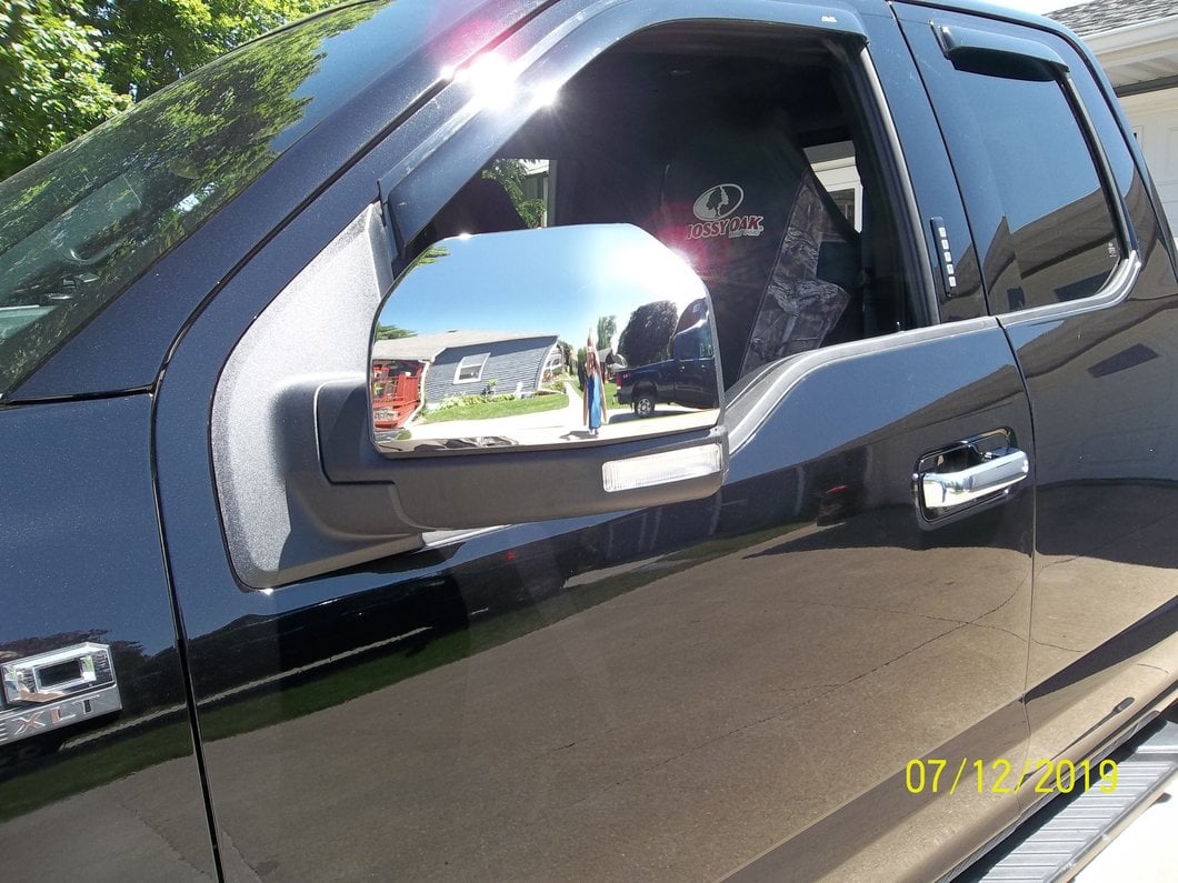 RedRock Top Half Mirror Covers for Standard Mirrors; Chrome (15-20 F-150)