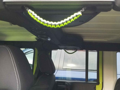 RedRock Rear Soundbar Paracord Grab Handles; Black and Neon Green (07-25 Jeep Wrangler JK & JL 4-Door)