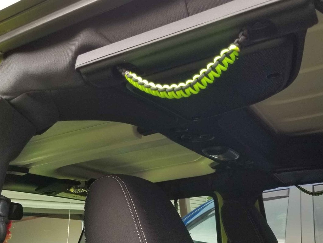 RedRock Rear Soundbar Paracord Grab Handles; Black and Neon Green (07-25 Jeep Wrangler JK & JL 4-Door)