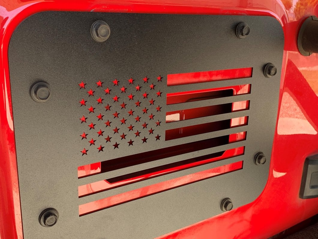 RedRock Old Glory Spare Tire Delete Plate; Textured Black (07-18 Jeep Wrangler JK)