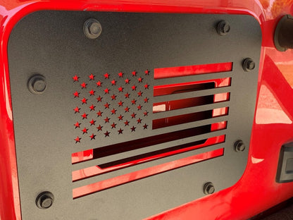 RedRock Old Glory Spare Tire Delete Plate; Textured Black (07-18 Jeep Wrangler JK)