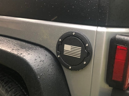 RedRock Old Glory Fuel Door Cover; Textured Black (07-18 Jeep Wrangler JK)