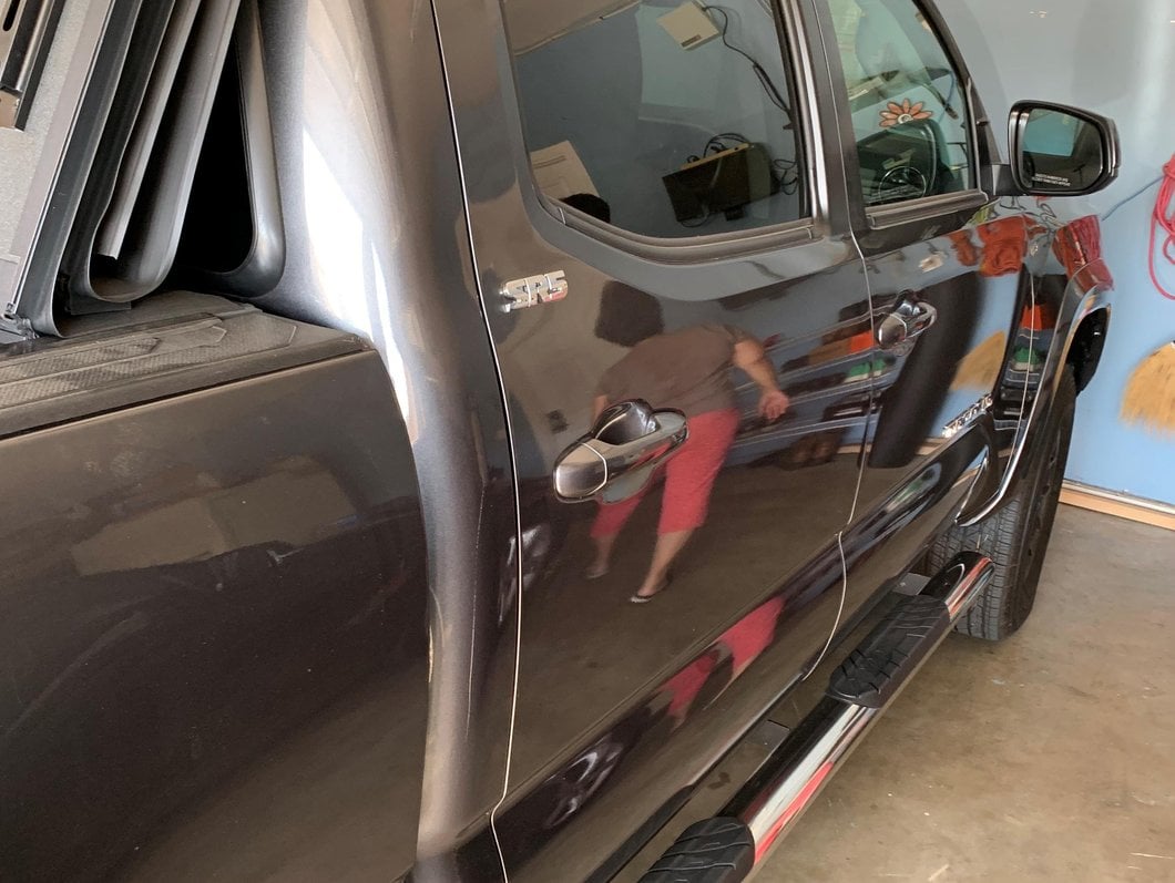 RedRock 4-Inch Oval Straight End Side Step Bars; Stainless Steel (05-23 Tacoma Double Cab)