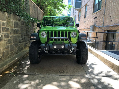 RedRock Stubby Winch Front Bumper with LED Fog Lights and Over-Rider Hoop (18-25 Jeep Wrangler JL)