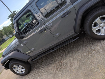 RedRock Pinnacle Oval Bent End Side Step Bars; Fine Textured Black (18-25 Jeep Wrangler JL 4-Door)
