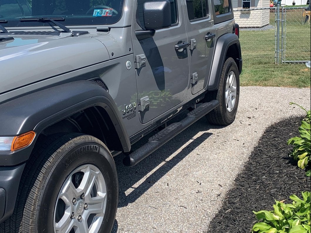 RedRock 4-Inch Oval Straight Side Step Bars; Textured Black (18-25 Jeep Wrangler JL 4-Door)