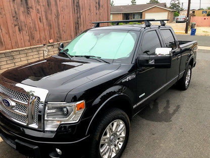 RedRock Memory Power Adjust Heated Manual Foldaway Towing Mirrors with Puddle Lights and Turn Signals; Chrome; Driver Side (09-14 F-150)