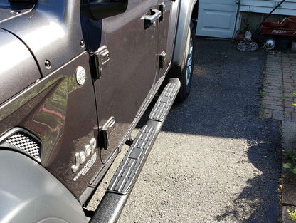 RedRock Pinnacle Oval Bent End Side Step Bars; Textured Black (18-25 Jeep Wrangler JL 4-Door)