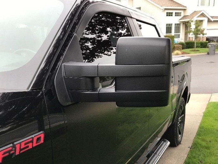 RedRock Power Adjust Heated Manual Foldaway Towing Mirrors with Puddle Lights and Turn Signals; Textured Black; Driver Side (07-12 F-150)