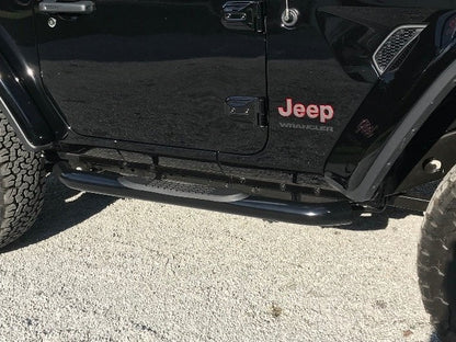 RedRock 3-Inch Round Curved Side Step Bars; Semi-Gloss Black (18-25 Jeep Wrangler JL 2-Door)