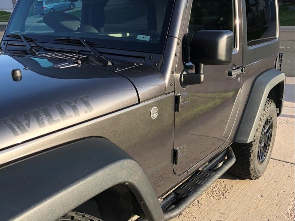 RedRock Side Armor with Step Pads; Textured Black (07-18 Jeep Wrangler JK 2-Door)