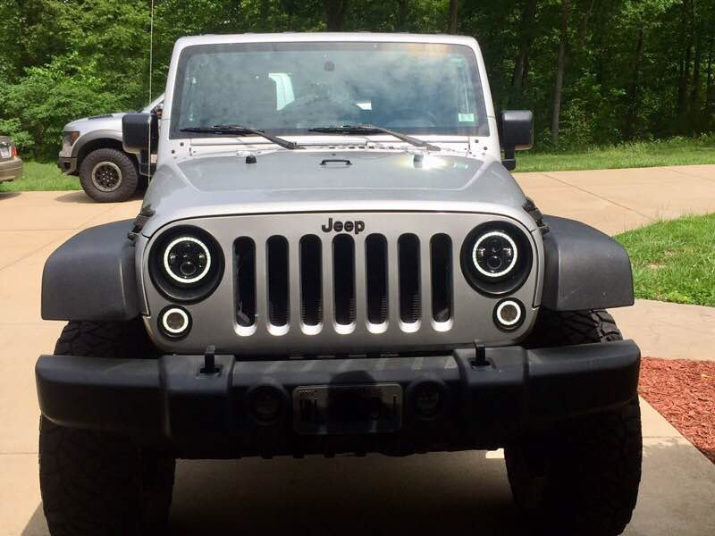 RedRock Headlight Bezels; Gloss Black (07-18 Jeep Wrangler JK)