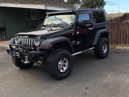 RedRock 3-Inch Round Curved Side Step Bars; Stainless Steel (07-18 Jeep Wrangler JK 2-Door)