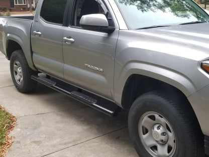 RedRock 4-Inch Oval Straight End Side Step Bars; Black (05-23 Tacoma Double Cab)