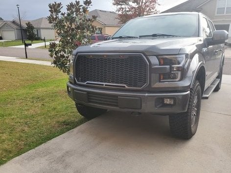 RedRock Baja Upper Replacement Grille with LED Lighting; Charcoal (15-17 F-150, Excluding Raptor)