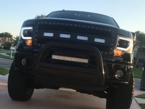 RedRock Wire Mesh Upper Grille Insert, Rivets and LED Lighting; Black (09-14 F-150, Excluding Raptor)
