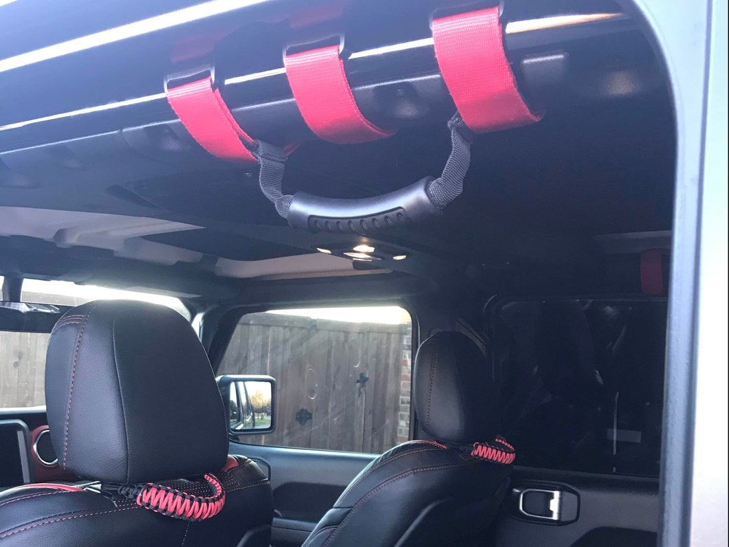 RedRock Headrest Paracord Grab Handles; Black and Red (07-25 Jeep Wrangler JK & JL)