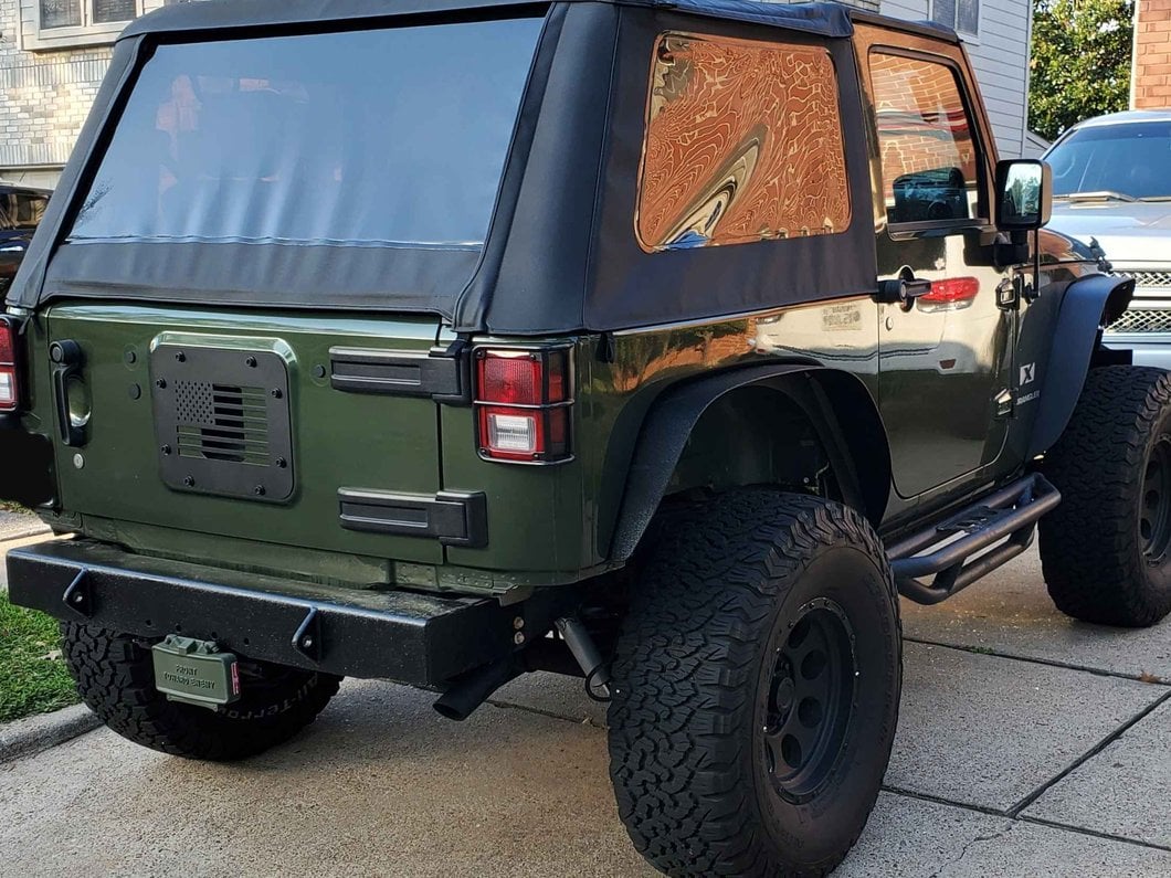 RedRock Old Glory Spare Tire Delete Plate; Textured Black (07-18 Jeep Wrangler JK)