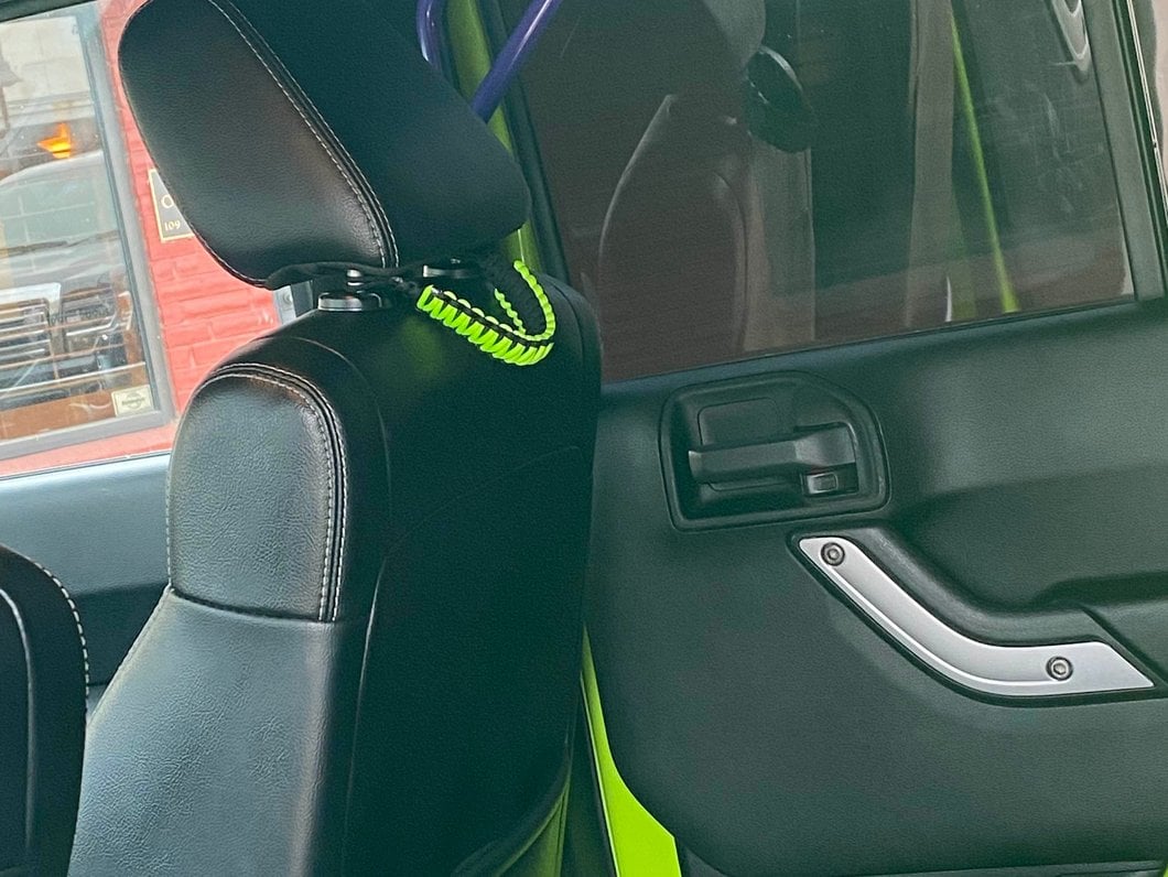 RedRock Rear Soundbar Paracord Grab Handles; Black and Neon Green (07-25 Jeep Wrangler JK & JL 4-Door)