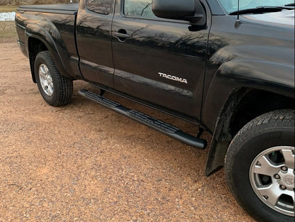 RedRock 4-Inch Oval Bent End PNC Side Step Bars; Black (05-23 Tacoma Access Cab)