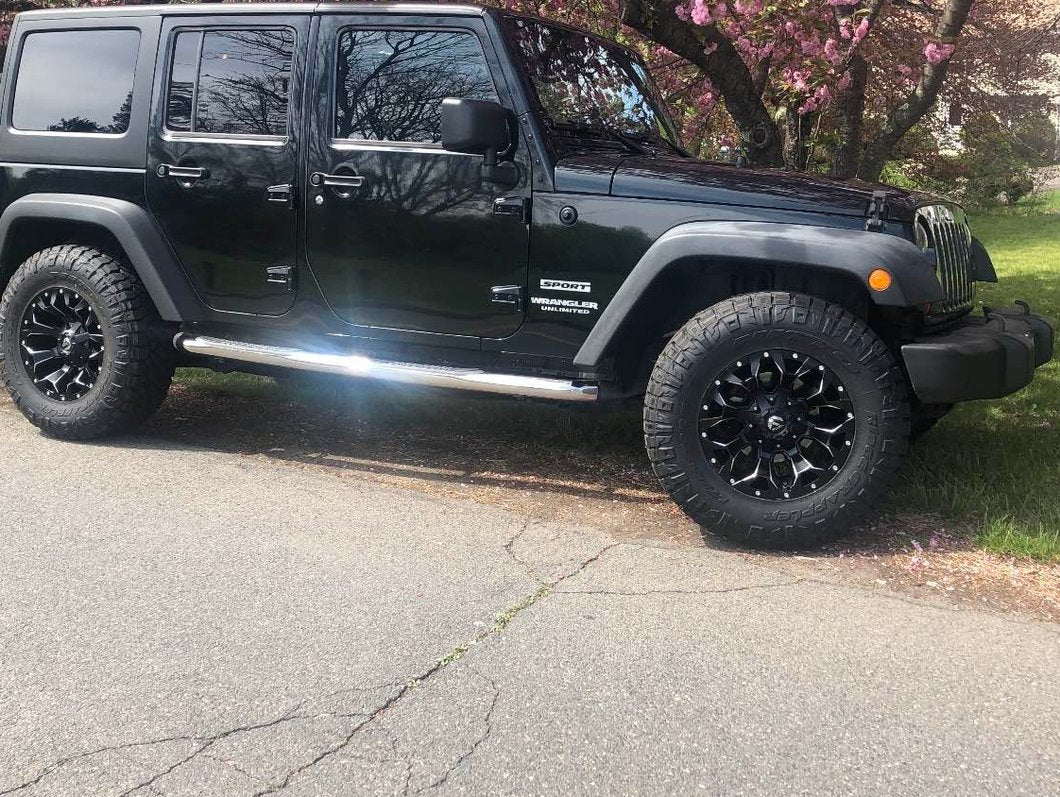 RedRock 3-Inch Round Curved Side Step Bars; Stainless Steel (07-18 Jeep Wrangler JK 4-Door)