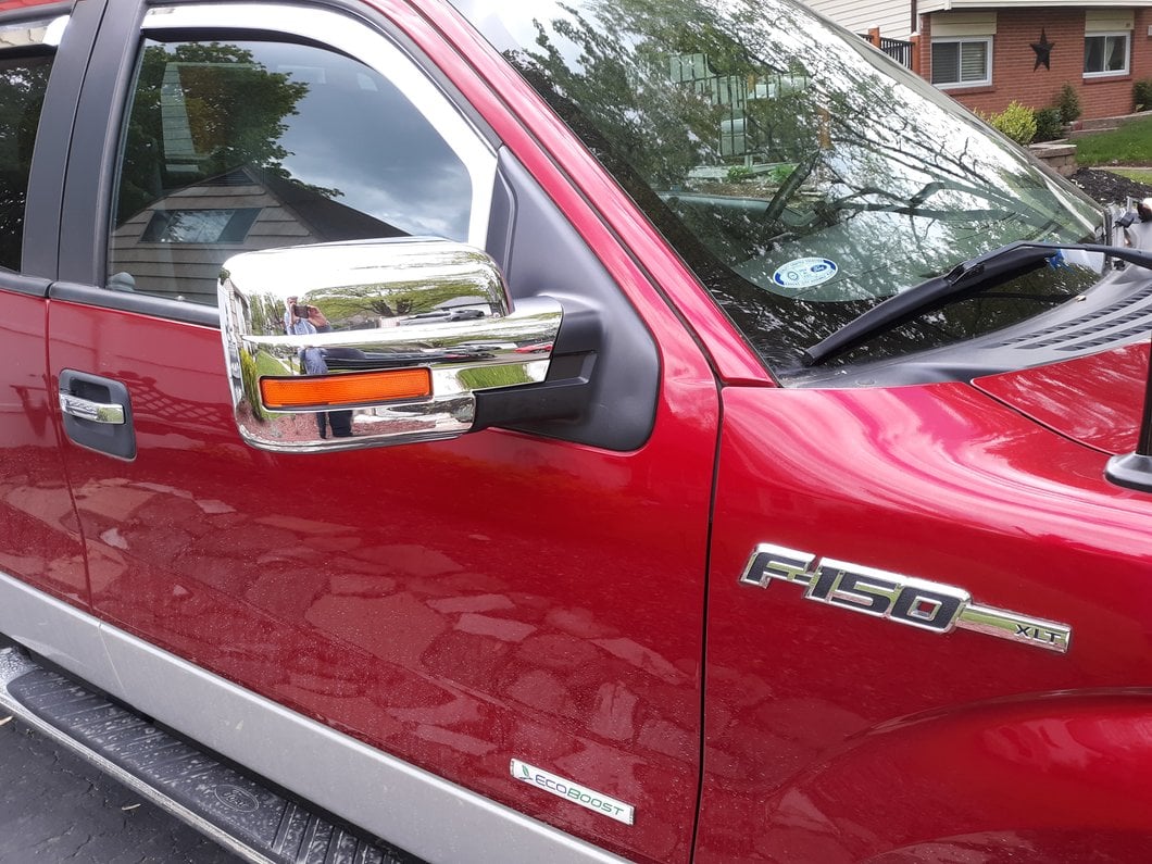 RedRock Mirror Covers with Turn Signal Light Cutout; Chrome (09-14 F-150)