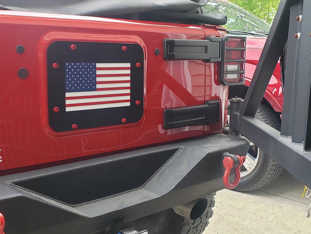 RedRock Old Glory Spare Tire Delete Plate; Textured Black (07-18 Jeep Wrangler JK)