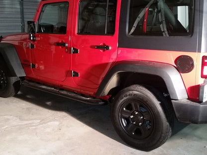 RedRock 4-Inch Oval Curved Side Step Bars; Semi-Gloss Black (07-18 Jeep Wrangler JK 4-Door)