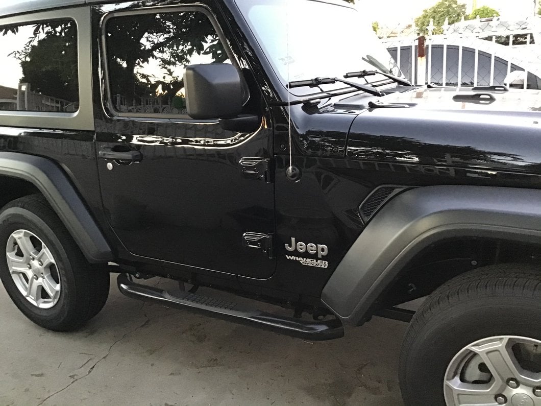 RedRock 3-Inch Round Curved Side Step Bars; Semi-Gloss Black (18-25 Jeep Wrangler JL 2-Door)