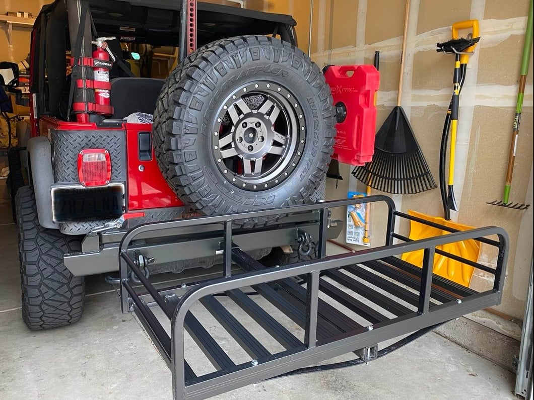 RedRock Hitch Mounted Cargo Rack; 12-Inch XL (87-06 Jeep Wrangler YJ & TJ)