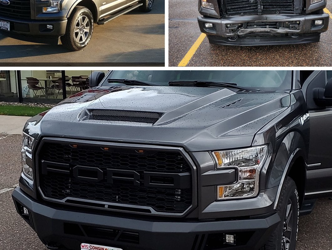 RedRock Ram Air Hood with Heat Extractors; Unpainted (15-20 F-150, Excluding Raptor)