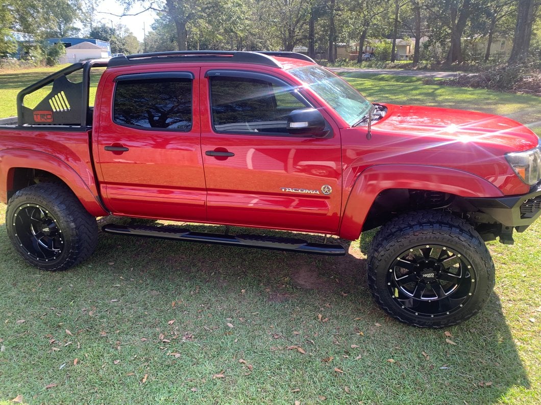 RedRock 5-Inch Oval Bent End Side Step Bars; Black (05-23 Tacoma Double Cab)