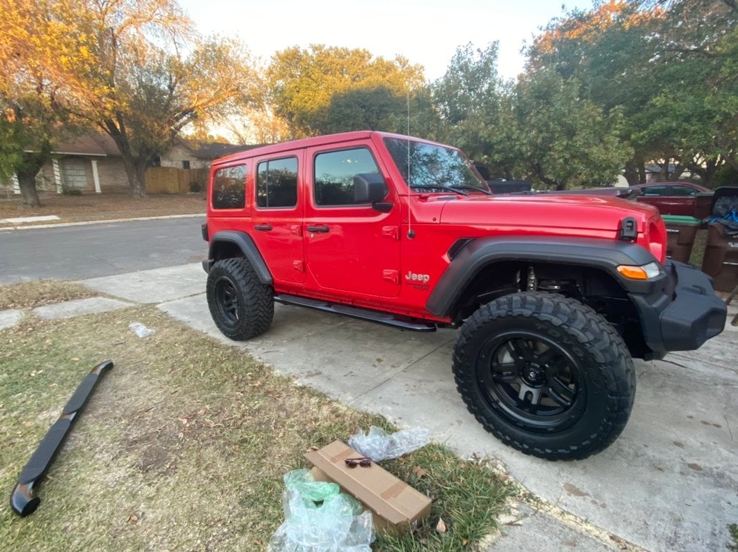 RedRock 4-Inch Oval Curved Side Step Bars; Semi-Gloss Black (18-25 Jeep Wrangler JL 4-Door)