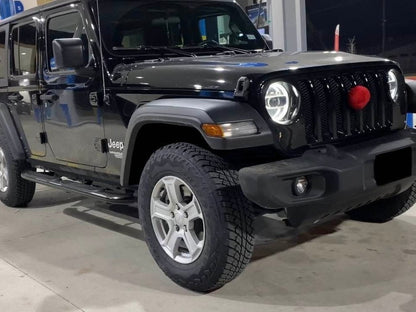 RedRock 4-Inch Oval Curved Side Step Bars; Semi-Gloss Black (18-25 Jeep Wrangler JL 4-Door)
