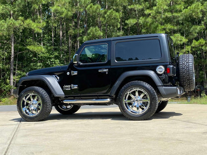 RedRock 3-Inch Round Curved Side Step Bars; Stainless Steel (18-25 Jeep Wrangler JL 2-Door)
