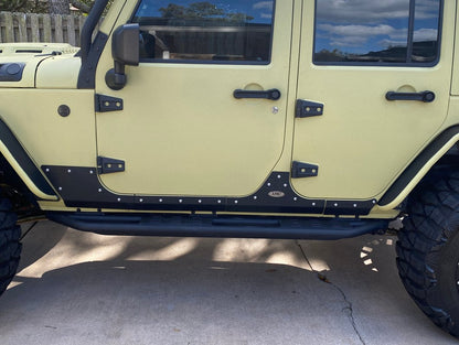 RedRock Side Armor with Step Pads; Textured Black (07-18 Jeep Wrangler JK 4-Door)
